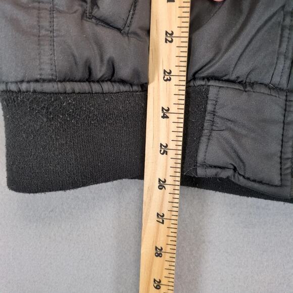 Distortion Black Puffer Jacket Men's S Knit Sleeves Hood Pocket Full Zip Grunge - Picture 8 of 10